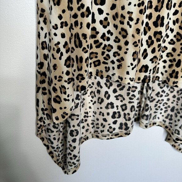 Chicos Tunic Animal Mix Top Leopard Size S Hi Lo Hem Exotic 3/4 sleeve - Picture 4 of 10